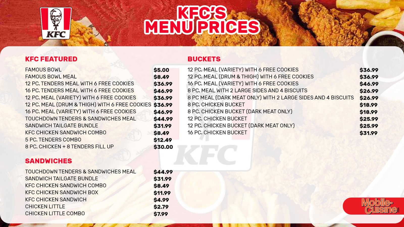 KFC Algarrobos: Opinión sincera del menú, precios y calidad
